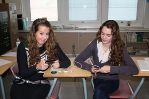 Lauren Carroll and Lauren Hill texting in school!