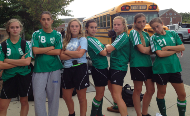 Some of the girls soccer team looking fierce