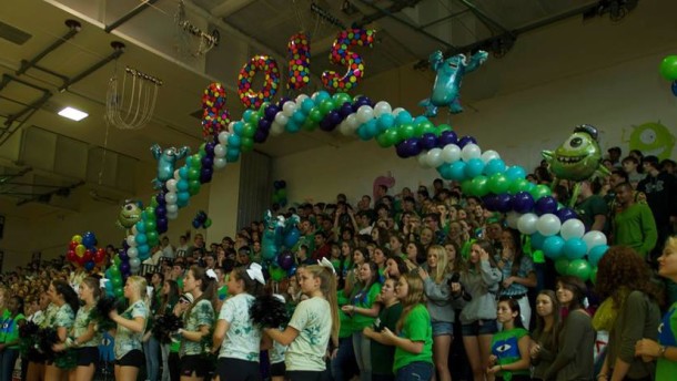 The+juniors+filling+their+bleachers+last+friday+during+pep+rally.+