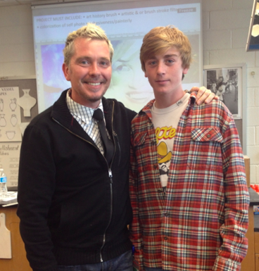 Sophomore Ryan Duncan with his favorite teacher, Mr. Erickson