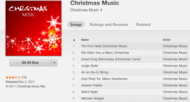 iTunes, Christmas Music