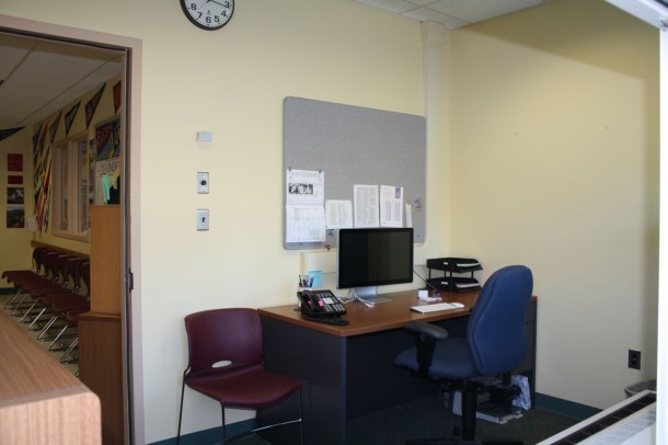 Mrs. Probst's empty office, awaiting her replacement