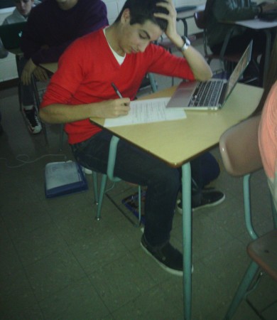 Alex Patricolo, a junior, is stressed out over studying for quarterlies.