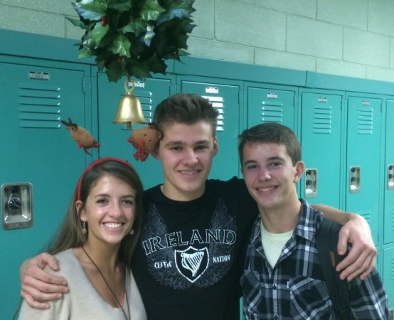 Class officers Carly Bossung, Marc Cotter and Kyle Maddock get into the holiday spirit