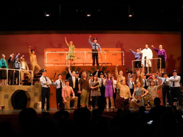 The cast of Urinetown during Act 2 - Photo courtesy of Maura Sitzmann's Facebook page