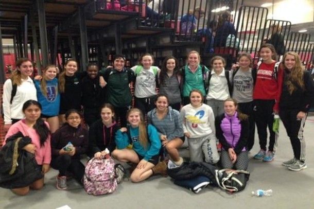 The girls 2014-2015 indoor track team after competing in CrossOver “C” on December 21, 2014 at Suffolk West.