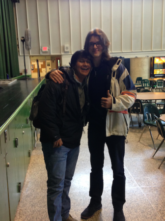 This photo, taken by Shala Franciosa, features senior Quiz bowler Stephan Sutter and senior Alex Camacho who is not actually a member of Quiz Bowl, but really wanted to be in the picture. 