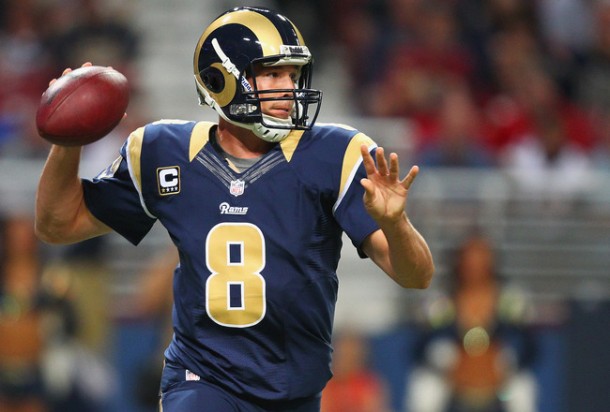Sam Bradford, the former Rams quarterback, throwing a pass during an NFL game