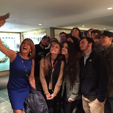 The Broadcast Journalism classes run into Hoda on their field trip to NBC studios. 