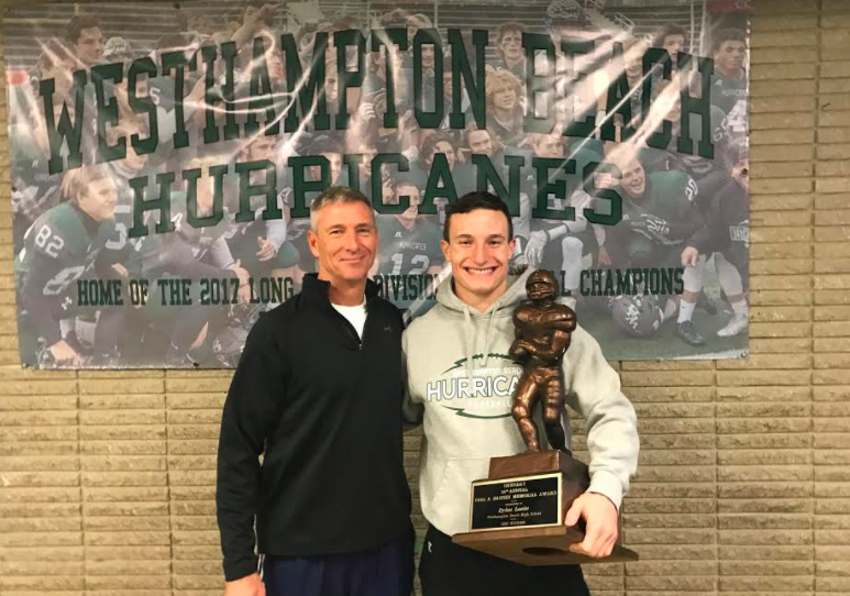 Suffolk County Football Coach of the Year, Bill Parry with Co-Carl Hansen Award winner, Dylan Laube