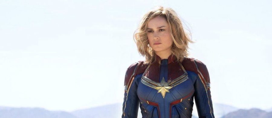 Brie Larson in the Captain Marvel uniform in a photo from Entertainment Weekly