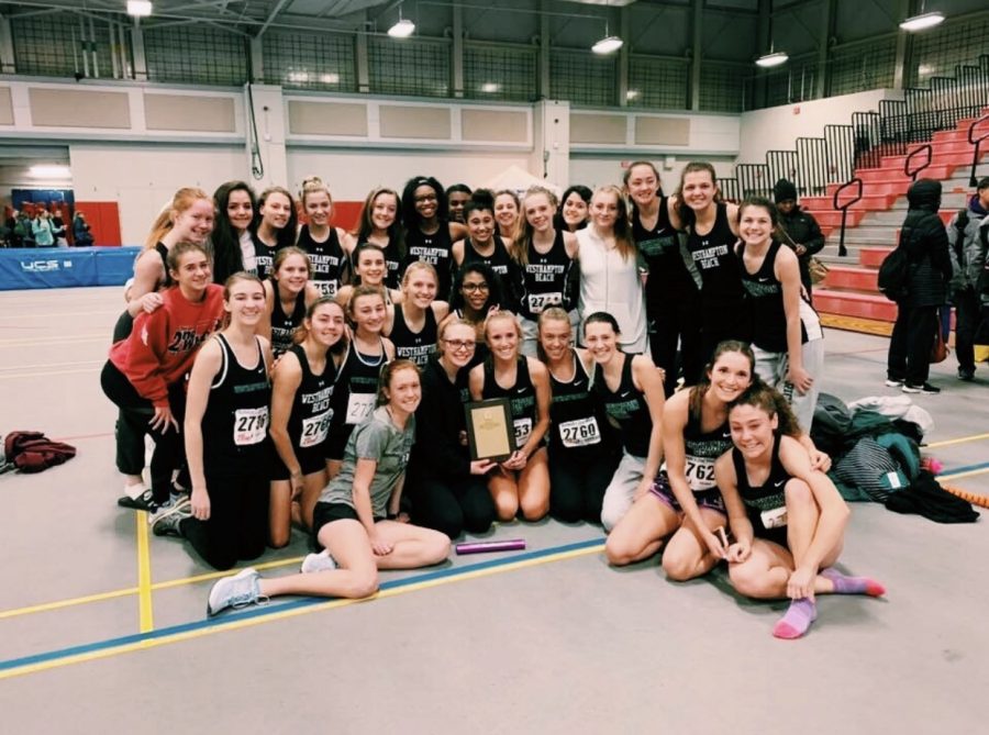 The girls track team win leagues!!