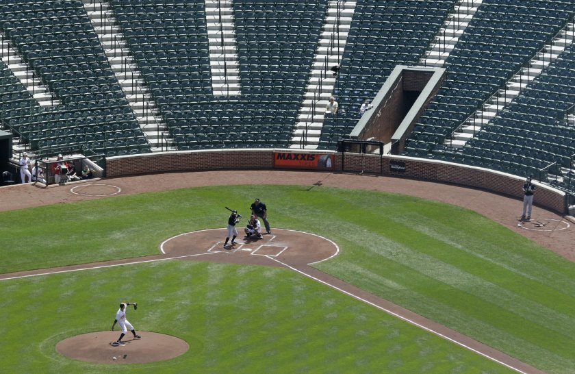 Oriole Park at Camden Yards with no fans in the seats.