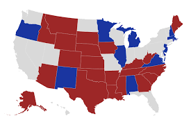 Map of the Senate seats up for election this fall; Republicans hold 23 seats, Democrats hold 12 seats