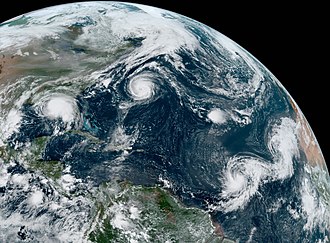 Satellite image of five active tropical systems on September 14