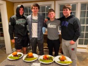 L-R:  Junior Christian Killoran with the three chefs, Owen, Luke and Anthony