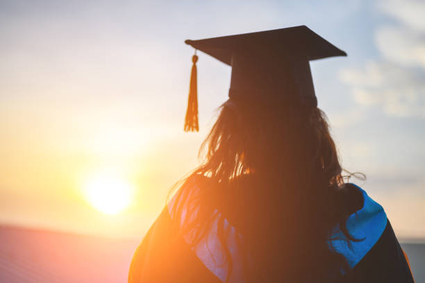 Graduates wear a black hat to stand for congratulations on graduation