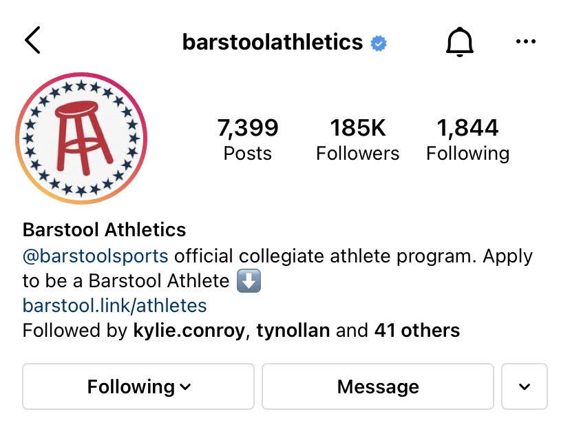 Barstool athletics instagram account.