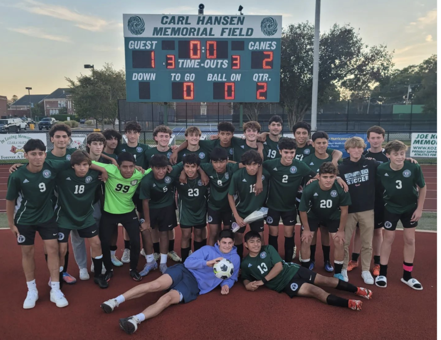 The boys soccer team after clinching a playoff spot.