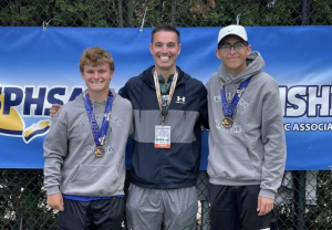 Bobby and Giancarlo, who placed 8th in New York State, with their coach, Coach Reed.