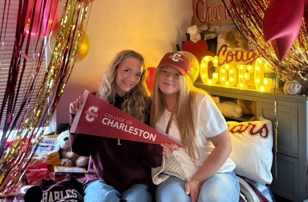 Seniors Abby Bigora and Emma Lockwood at Abby's bed party